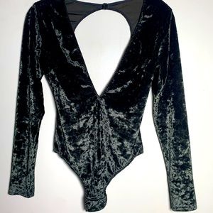 Victoria's Secret deep V open back velvet body suit🖤